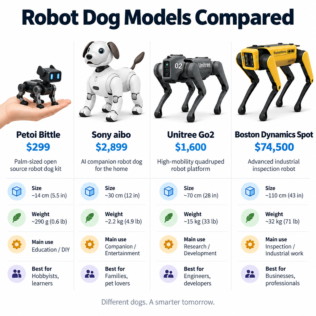 Robot Dog Model Comparison Chart