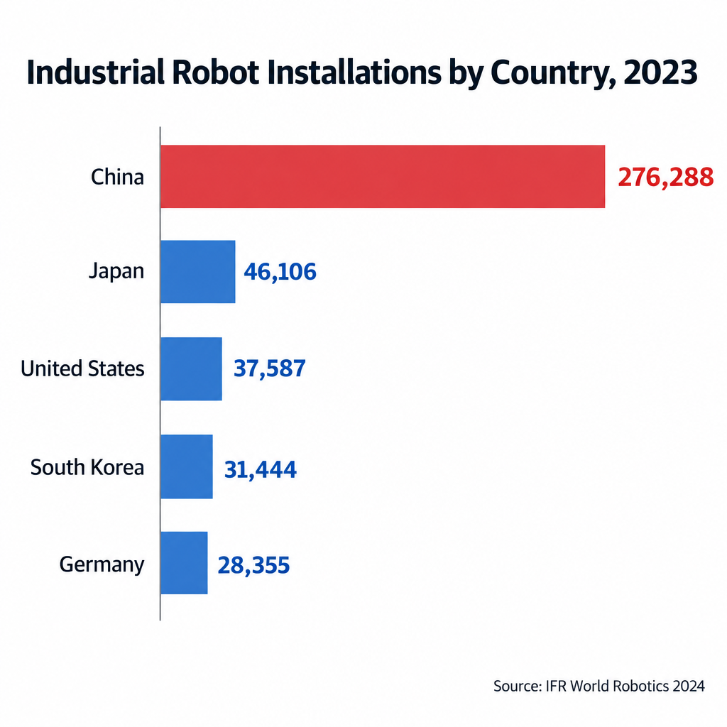 Industrial Robot Installations by Country Bar Chart